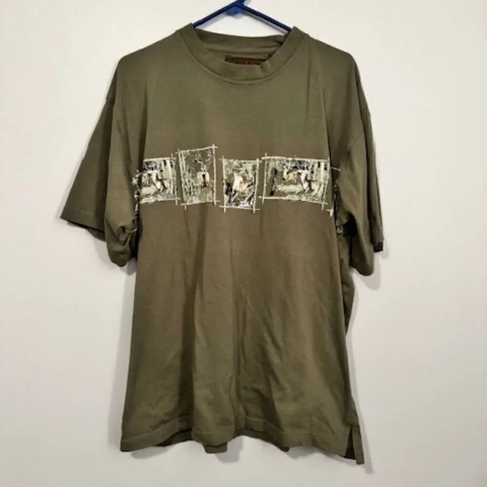USED Men's North River Short Sleeve Shirt Color Green Size Medium